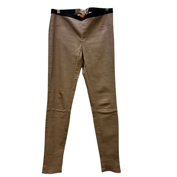 Helmut Lang Lamb Leather Pants Cocoa Size 10 - Picture 1 of 6